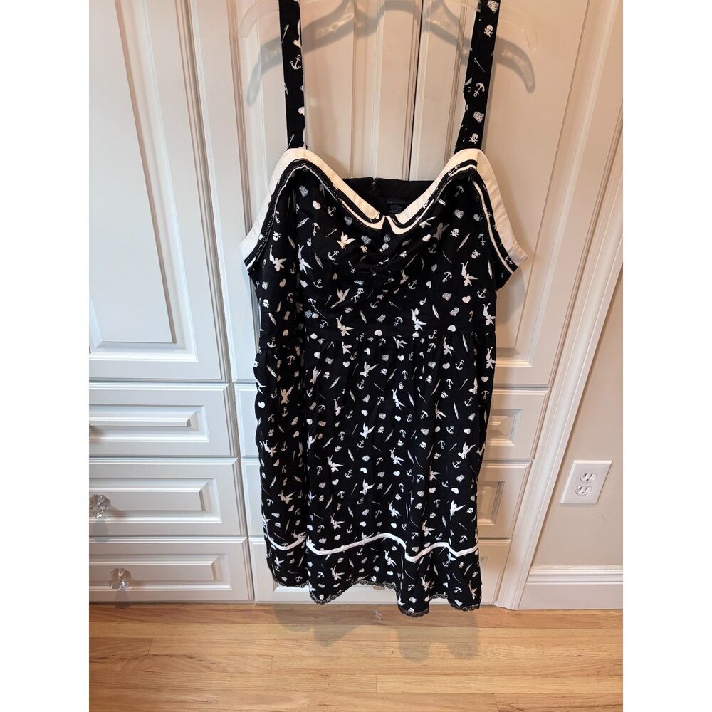 Disney Tinker Bell Dress Women's 26 Black White Fit & Flare Fairy Goth Plus Size